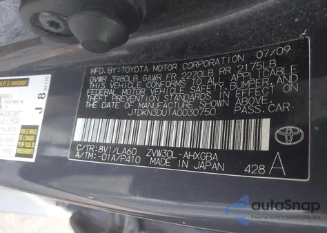 2010 Toyota Prius Iv from USA, damaged, VIN JTDKN3DU1A0030750